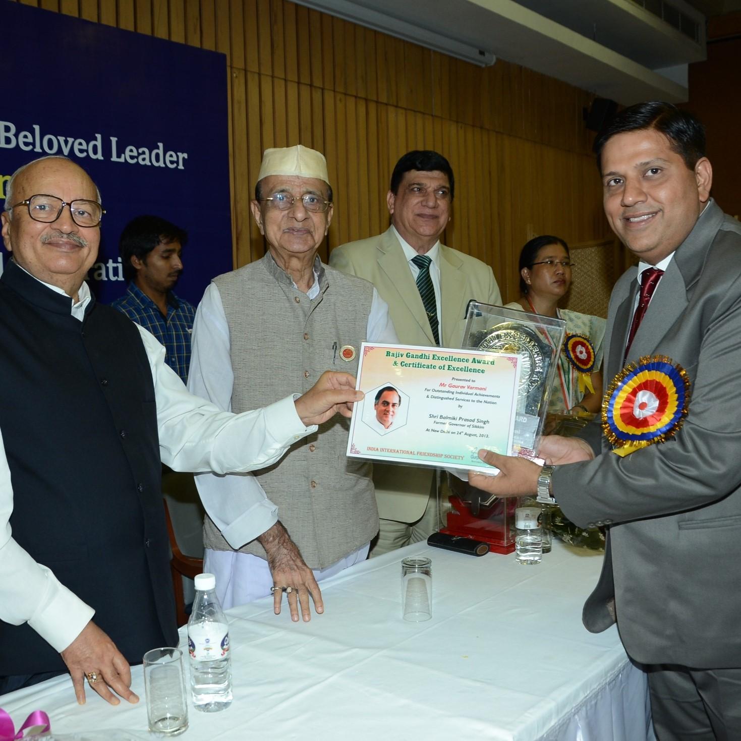 Rajiv Gandhi Award for Excellence 2013